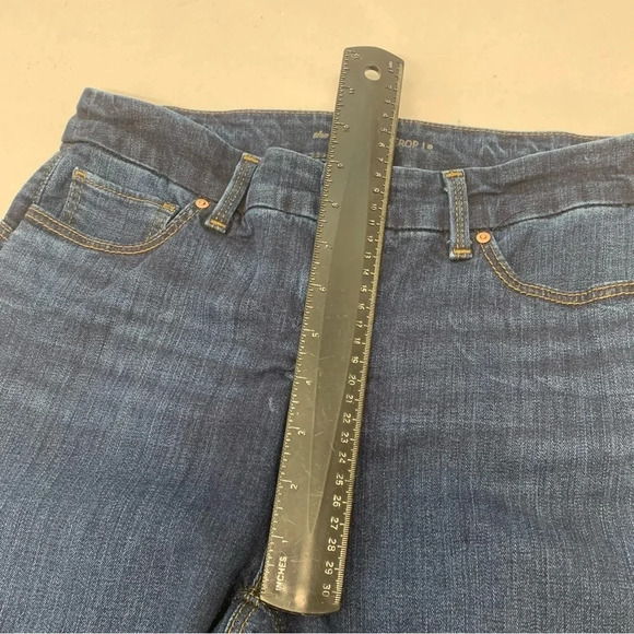 Chicos 0 Jeans Woman 4 Crop Mid Rise Blue Dark Wash Stretch Straight Classic - Picture 10 of 11